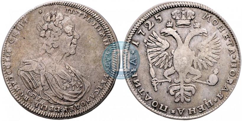Фото Полтина 1725 года СПБ "Портрет в латах"