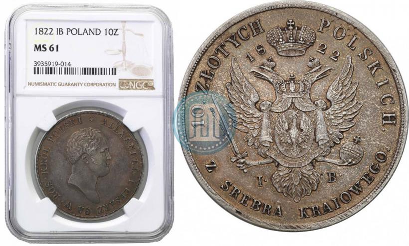 Picture 10 złotych 1822 year IB 