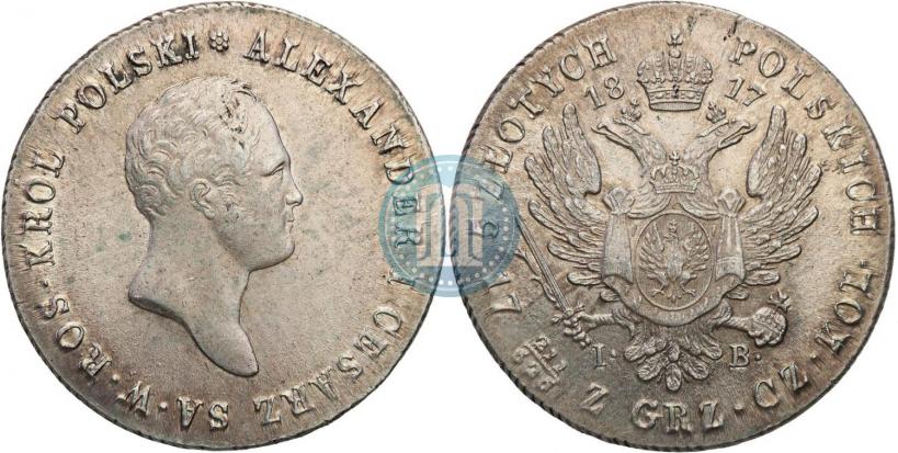 Фото 5 злотых 1817 года IB 