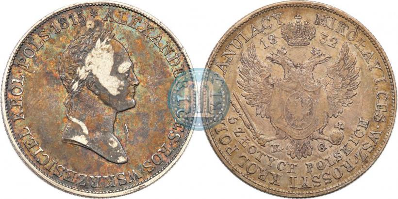 Picture 5 złotych 1832 year KG 