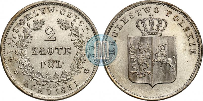Picture 2 złote 1831 year KG "Polish uprising"