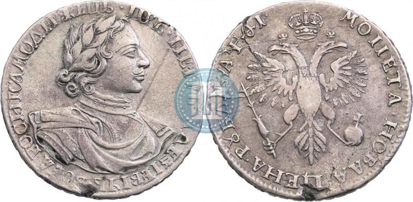 Фото 1 рубль 1719 года OK "Портрет в латах"