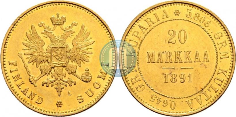 Picture 20 markkaa 1891 year L 