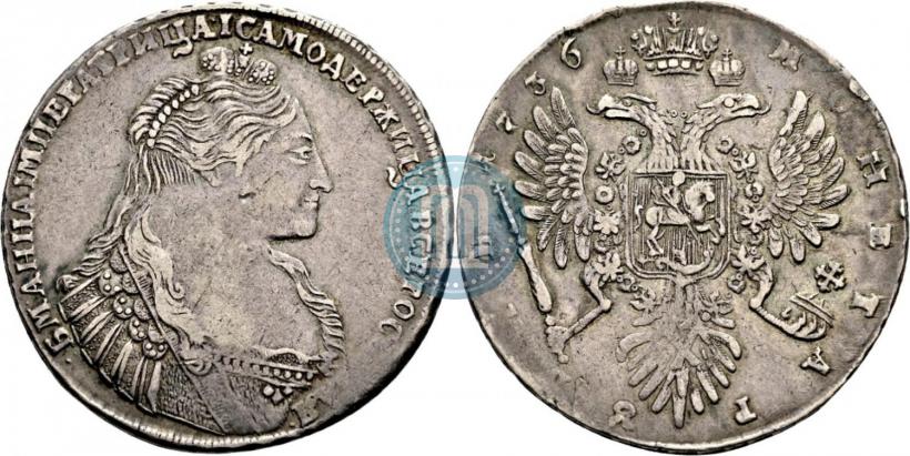 Фото 1 рубль 1736 года  "Тип 1735 года"