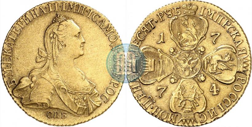 Picture 10 roubles 1774 year СПБ 