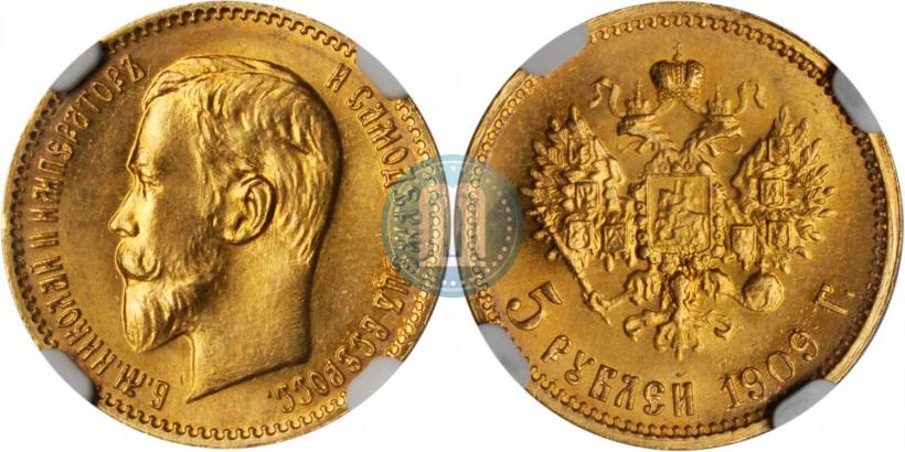 Picture 5 roubles 1909 year (ЭБ) 