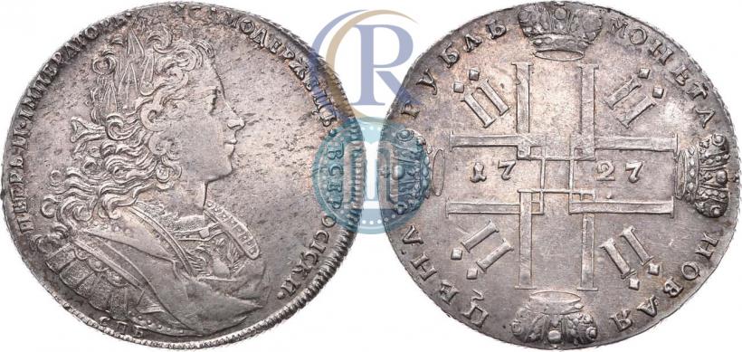 Фото 1 рубль 1727 года СПБ "Петербургский тип"