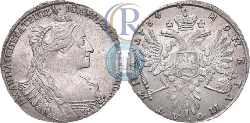 Фото Полтина 1734 года  "Тип 1735 года"