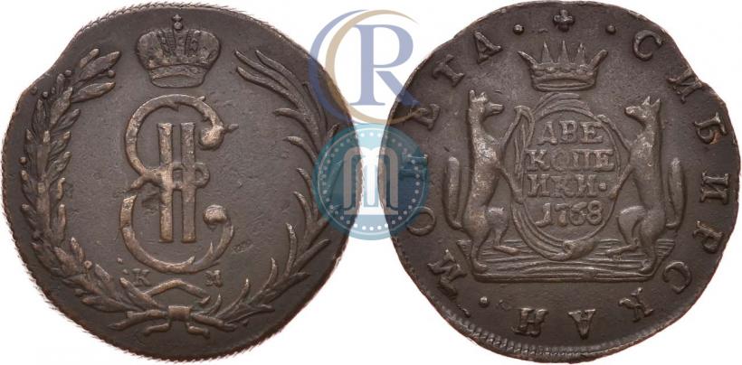 Фото 2 копейки 1768 года КМ 