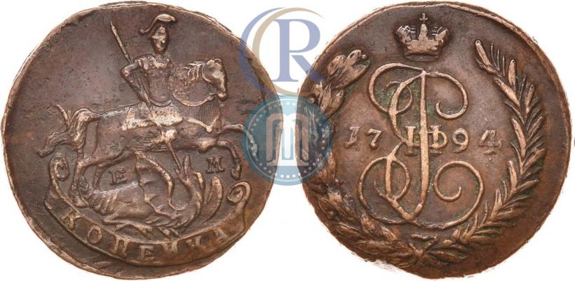 Picture 1 kopeck 1794 year ЕМ 