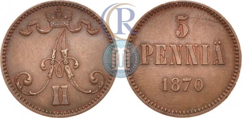 Фото 5 пенни 1870 года  