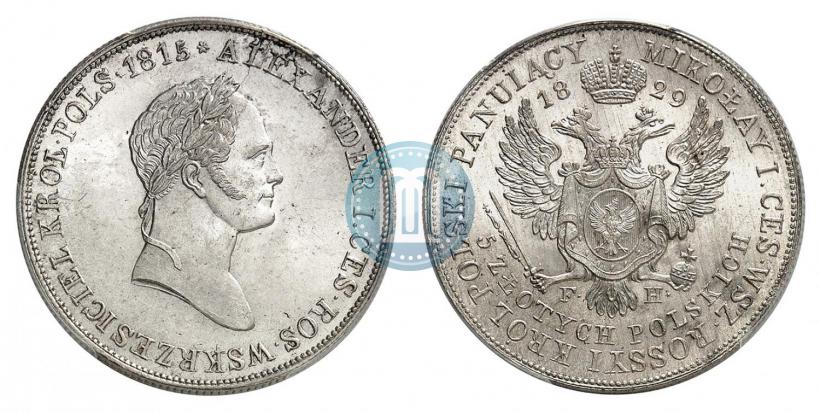 Фото 5 злотых 1829 года FH 