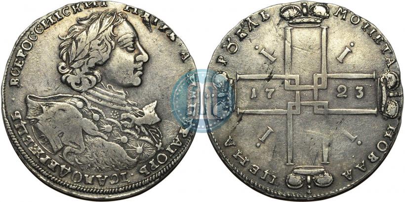 Фото 1 рубль 1723 года OK "Портрет в горностаевой мантии"