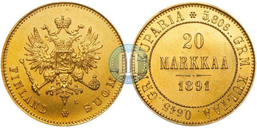 Picture 20 markkaa 1891 year L 