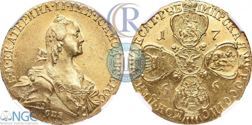 Picture 10 roubles 1766 year СПБ 