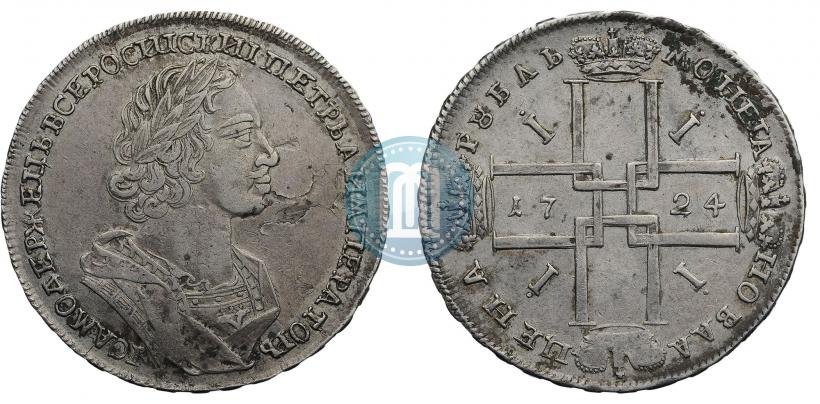 Фото 1 рубль 1724 года  "Портрет в античных доспехах"