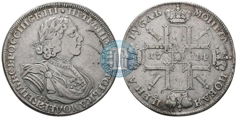 Picture 1 rouble 1724 year СПБ "Sun rouble, portrait in armour"