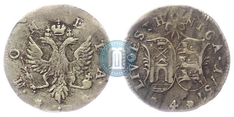 Picture 4 kopecks 1757 year  "For Livonia"