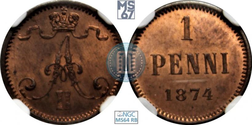Фото 1 пенни 1874 года  