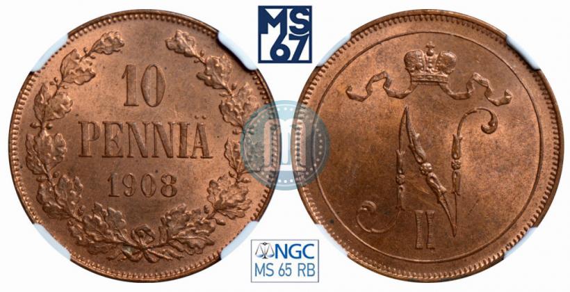 Фото 10 пенни 1908 года  