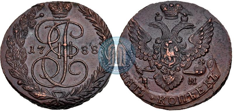 Picture 5 kopecks 1788 year ЕМ 