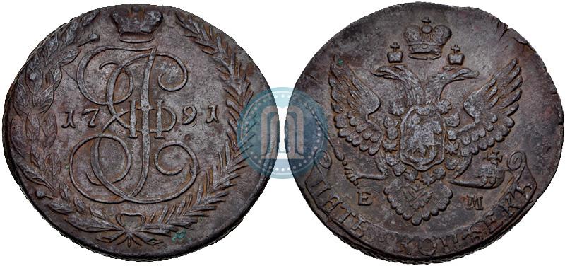 Picture 5 kopecks 1791 year ЕМ 