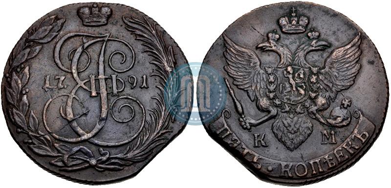 Фото 5 копеек 1791 года КМ 