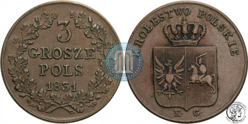 Picture 3 grosze 1831 year KG "Polish uprising"