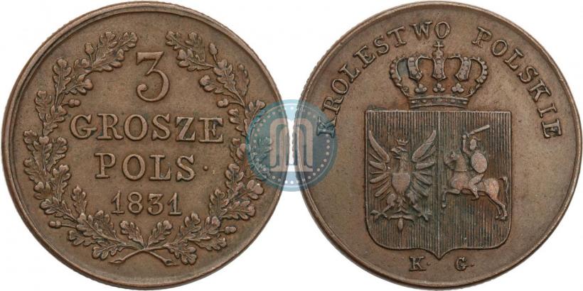 Фото 3 гроша 1831 года KG "Польское восстание"