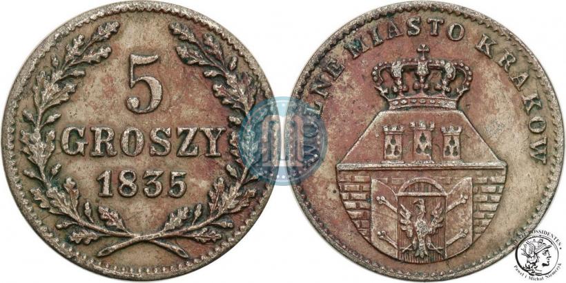 Picture 5 groszy 1835 year  "Free city of Kraków"