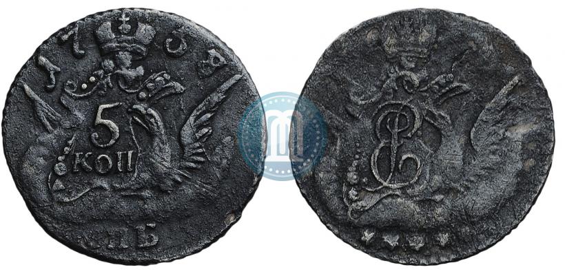 Фото 5 копеек 1758 года СПБ 