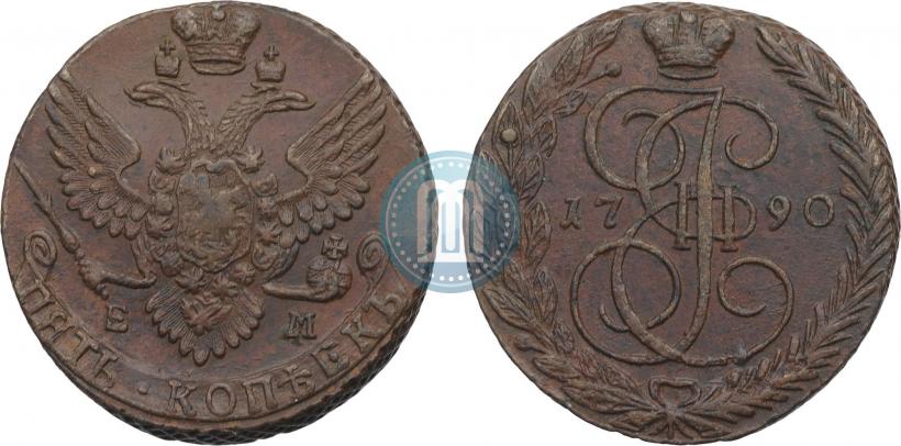 Фото 5 копеек 1790 года ЕМ 