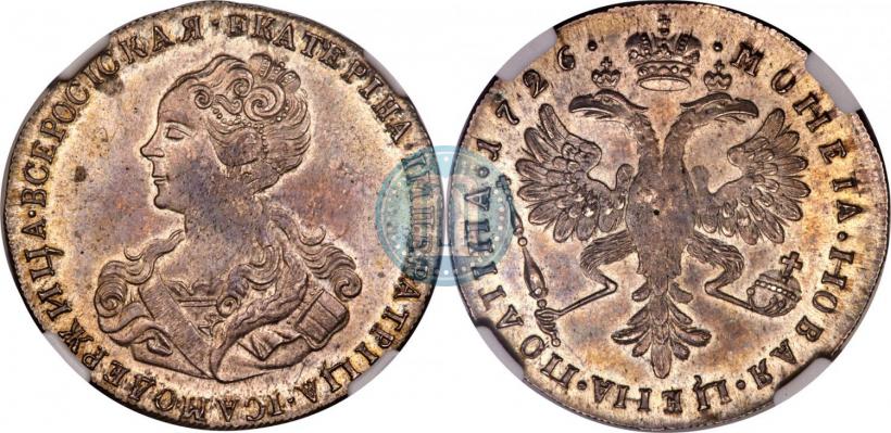 Фото Полтина 1726 года  "Московский тип, портрет влево"