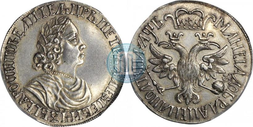 Фото Полтина 1702 года  "Без лент у венка"