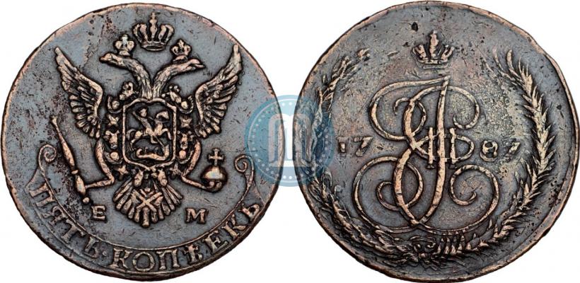 Picture 5 kopecks 1787 year ЕМ 
