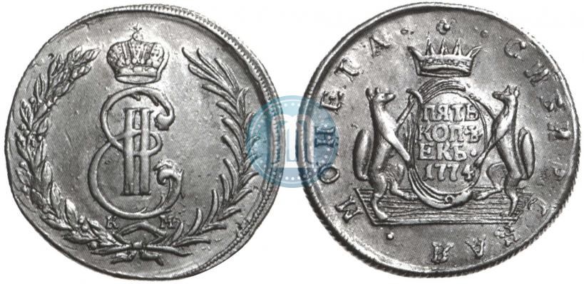 Фото 5 копеек 1774 года КМ 