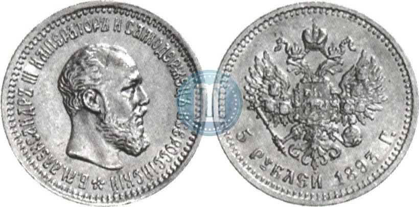 Picture 5 roubles 1893 year (АГ) 