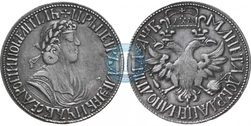 Picture Poltina 1702 year  "With a ribbon near the wreath"