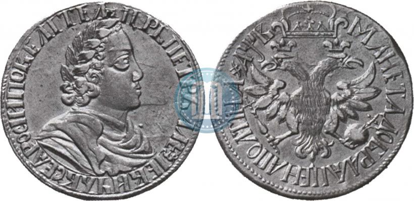 Picture Poltina 1702 year  "Without ribbons near the wreath"