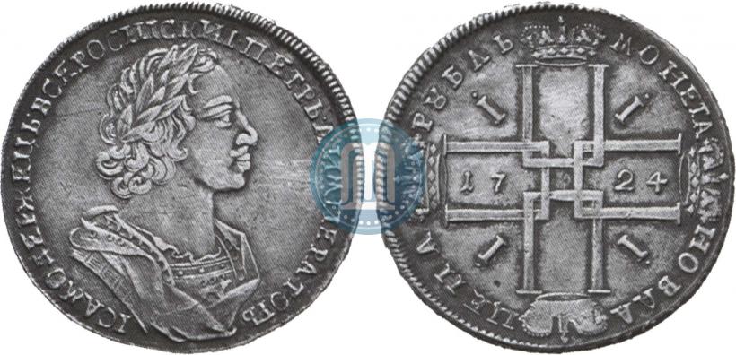 Фото 1 рубль 1724 года  "Портрет в античных доспехах"