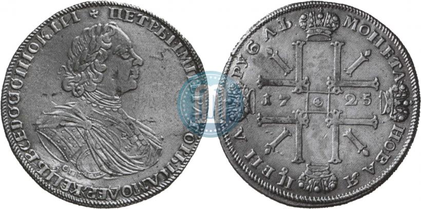 Picture 1 rouble 1725 year СПБ "Sun rouble, portrait in armour"