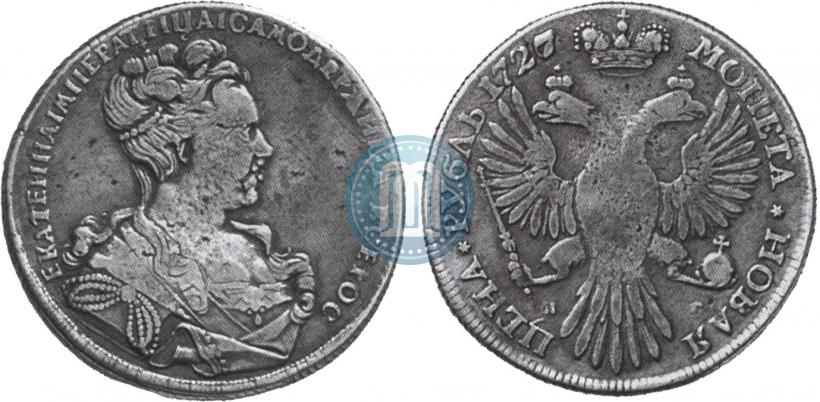 Picture 1 rouble 1727 year СПБ "High haircut"
