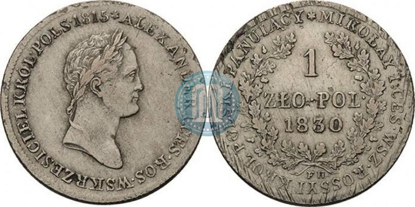 Picture 1 złoty 1830 year FH 