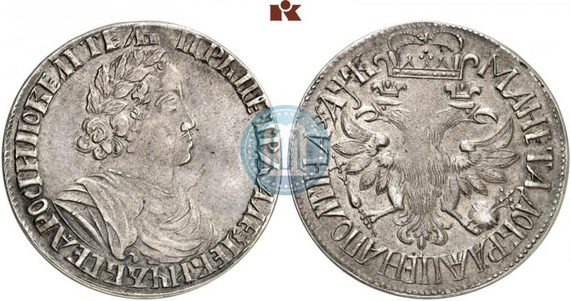 Picture Poltina 1702 year  "Without ribbons near the wreath"