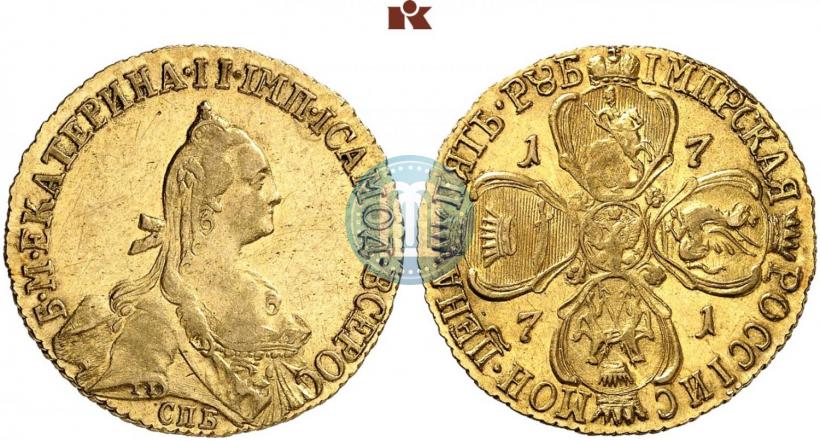 Фото 5 рублей 1771 года СПБ 