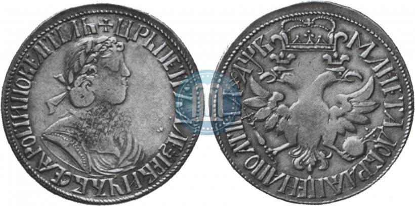 Picture Poltina 1702 year  "With a ribbon near the wreath"