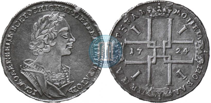 Фото 1 рубль 1724 года  "Портрет в античных доспехах"
