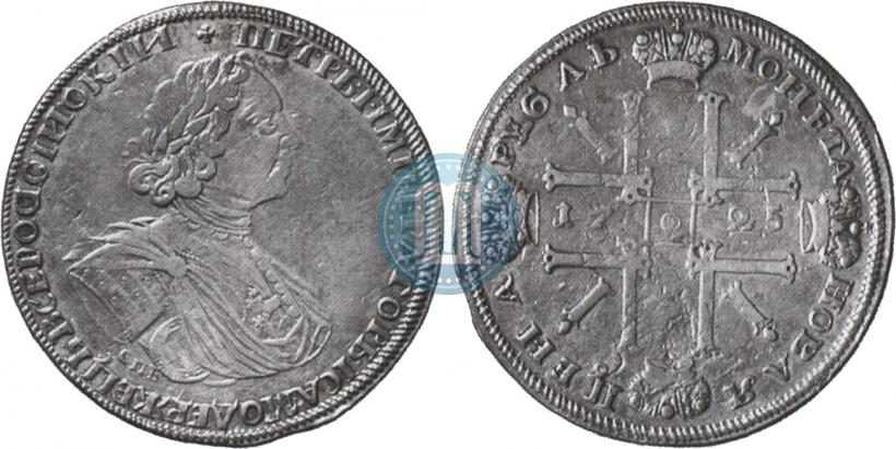 Фото 1 рубль 1725 года СПБ "Солнечный в латах"