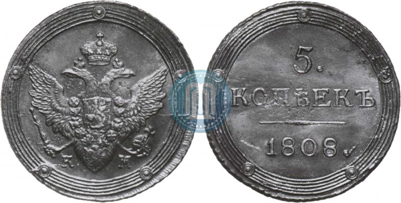 Picture 5 kopecks 1808 year КМ 