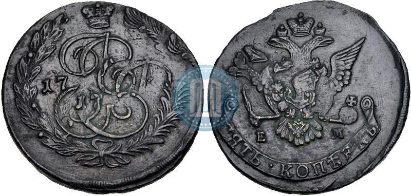 Picture 5 kopecks 1770 year ЕМ 